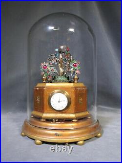 Antique Very Early #4 Fuseé Wind Singing Bird Box Cage with Gold Tree Bruguier