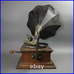 Antique Victor Victrola Phonograph Talking Machine with Tin Horn, Phonographs