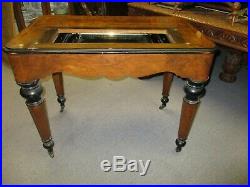 Antique Victorian Cylinder Music Box Table Burlwood Marquetry Ebonized Trim