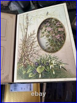 Antique Victorian Musical Photo Album with Working Music Box, Key, 1800s Leather
