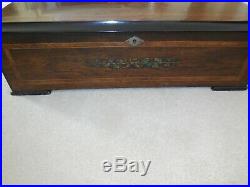 Antique Victorian Piccolo Zither Swiss Music box 1800's with rosewood case