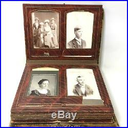 Antique Victorian Portrait Photo Picture Album with Music Box Cabinet