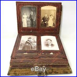 Antique Victorian Portrait Photo Picture Album with Music Box Cabinet