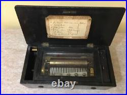 Antique Vintage 19th Century Swiss Crank Cylinder Wooden Music Box