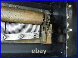 Antique/Vintage Hand Crank Cylinder Music Box Wood Case Works Parts Estate Find