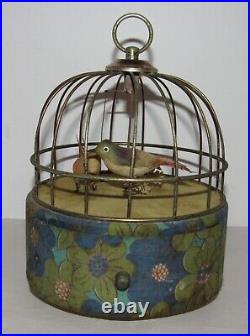 Antique/Vintage Musical Bird Cage Bird Swinging Animated Mechanical