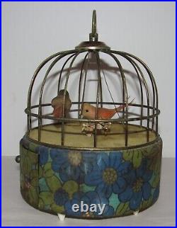 Antique/Vintage Musical Bird Cage Bird Swinging Animated Mechanical