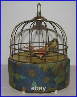 Antique/Vintage Musical Bird Cage Bird Swinging Animated Mechanical