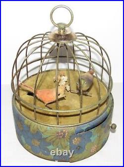 Antique/Vintage Musical Bird Cage Bird Swinging Animated Mechanical