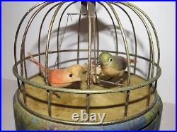 Antique/Vintage Musical Bird Cage Bird Swinging Animated Mechanical