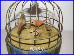 Antique/Vintage Musical Bird Cage Bird Swinging Animated Mechanical