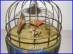 Antique/Vintage Musical Bird Cage Bird Swinging Animated Mechanical