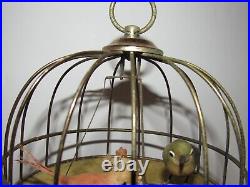 Antique/Vintage Musical Bird Cage Bird Swinging Animated Mechanical