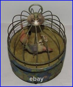 Antique/Vintage Musical Bird Cage Bird Swinging Animated Mechanical