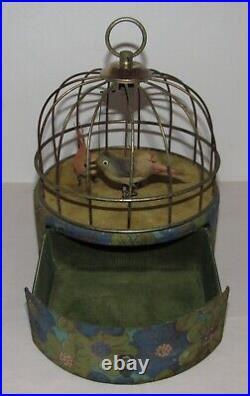 Antique/Vintage Musical Bird Cage Bird Swinging Animated Mechanical