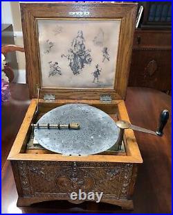 Antique Vintage Regina Music Box, Rococo Style, 11 Disc, Double Comb, Working