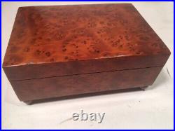 Antique Vintage Swiss Burl Wood Music Box