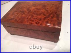 Antique Vintage Swiss Burl Wood Music Box