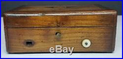 Antique Vintage Swiss Inlaid Wood Music Box Key Wind Not Working
