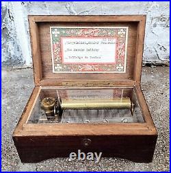 Antique Vintage Swiss Thorens 3 Song Mechanical Lullaby Music Box Antique Vintage Swiss Thorens 3 Song Mechanical Lullaby Music Box