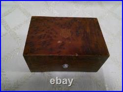 Antique Vtg THORENS Swiss Movement Inlaid Wood Music Box 2 Songs Works EV