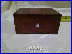Antique Vtg THORENS Swiss Movement Inlaid Wood Music Box 2 Songs Works EV