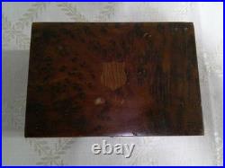 Antique Vtg THORENS Swiss Movement Inlaid Wood Music Box 2 Songs Works EV