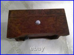 Antique Vtg THORENS Swiss Movement Inlaid Wood Music Box 2 Songs Works EV