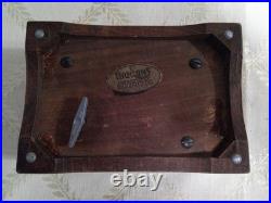 Antique Vtg THORENS Swiss Movement Inlaid Wood Music Box 2 Songs Works EV