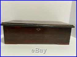 Antique Wooden 8-Tune Cylinder Hand Crank Music Box