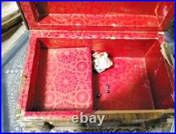 Antique Wooden Music Box Spanish Work First Half 20th Century Old Box Carrascal