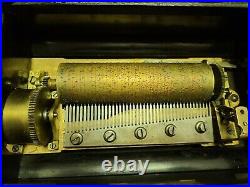 Antique Working 1800's Victorian Swiss Cylinder 8 Song Music Box Switzerland