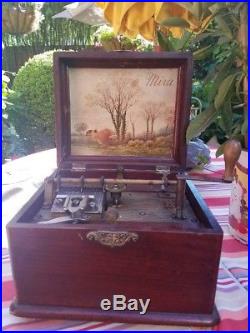 Antique Working 7 Disc Playing Music Box 1880's Swiss Negro Interest