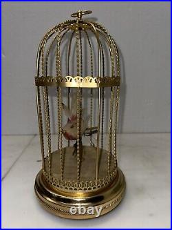 Antique automaton singing bird in cage Mechanical Reuge Music. Works