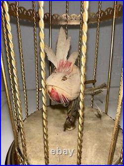 Antique automaton singing bird in cage Mechanical Reuge Music. Works