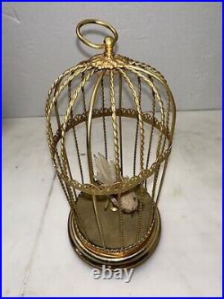 Antique automaton singing bird in cage Mechanical Reuge Music. Works