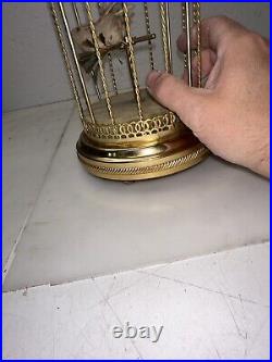 Antique automaton singing bird in cage Mechanical Reuge Music. Works