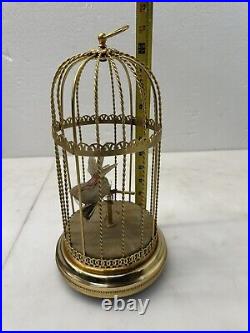 Antique automaton singing bird in cage Mechanical Reuge Music. Works