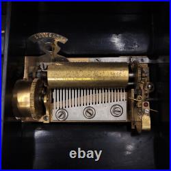 Antique c. 1870 B. H. Abrahams Swiss Cylinder 8 Air 24 Note Wood Music Box Works