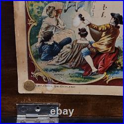 Antique c. 1870 B. H. Abrahams Swiss Cylinder 8 Air 24 Note Wood Music Box Works