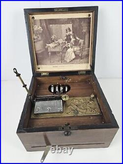 Antique c. 1900 TROUBADOUR Polyphon Disc Music Box with Bells & 25 Disks GERMANY