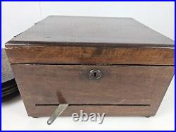 Antique c. 1900 TROUBADOUR Polyphon Disc Music Box with Bells & 25 Disks GERMANY