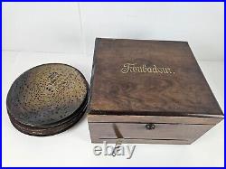 Antique c. 1900 TROUBADOUR Polyphon Disc Music Box with Bells & 25 Disks GERMANY