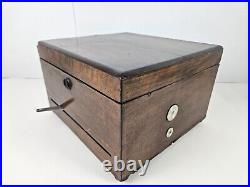 Antique c. 1900 TROUBADOUR Polyphon Disc Music Box with Bells & 25 Disks GERMANY