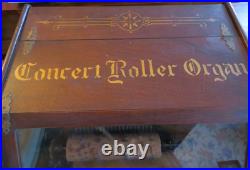 Antique c1880-1890 Concert Roller Organ Hand Crank with 15 Cobb Rolls as-is Estate