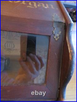 Antique c1880-1890 Concert Roller Organ Hand Crank with 15 Cobb Rolls as-is Estate