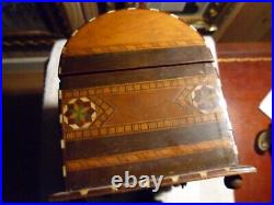 Antique handmade in laid market three music box 2 tune made Spain CHEST VALENCIA