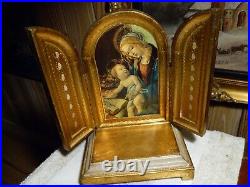 Antique mechanical Swiss Rouge music box Madonna and child icon magical POWERS