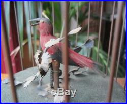 Antique singing bird in cage music box automaton ca1900, good working condition