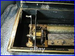Antique swiss music box working original nice size 15 x 8 inches